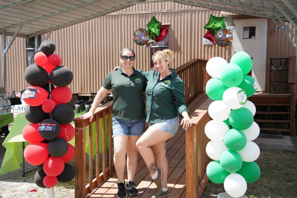 Desiree and Alicia, owner and sales professional at Green Acre Structures in Zephyrhills, Florida.